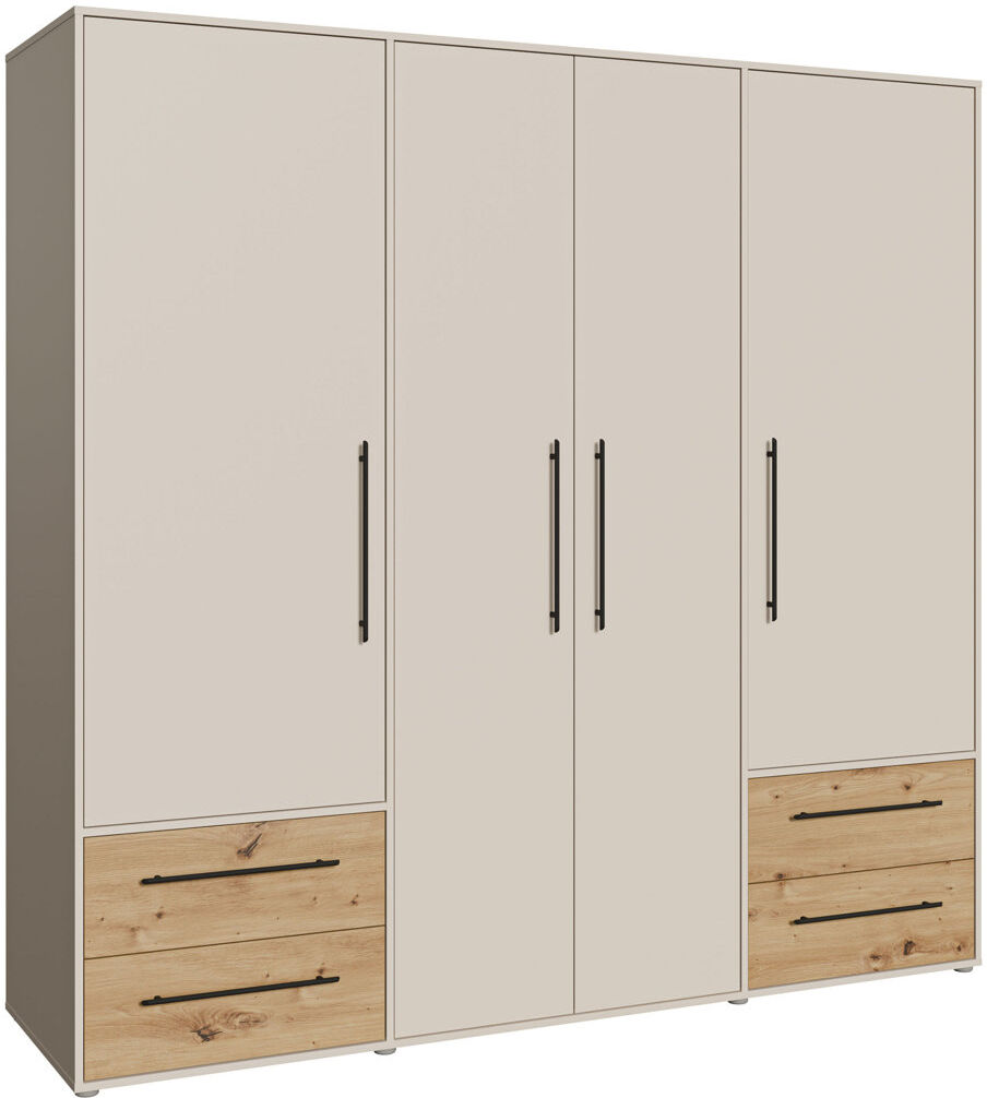 17 Stories Minija 4 Door Wardrobe Oak/Beige 200.1cm H X 205.9cm W X 58.8cm D