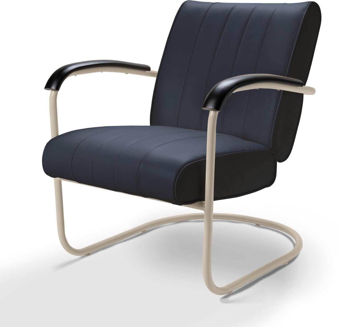 Bel Air Retro Fifties Furniture Pullman MP Stoel in OffWhite en DarkNavy met cantilever basis