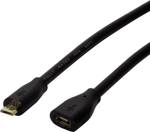 LogiLink USB-Kabel USB 2.0 USB-Micro-B Stecker, USB-Micro-B Buchse 5.00 m Schwarz CU0125