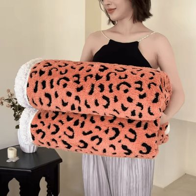 Inspire Curations Leopard Print Lambswool Jacquard Throw Blanket 4 70x100cm Very Small
