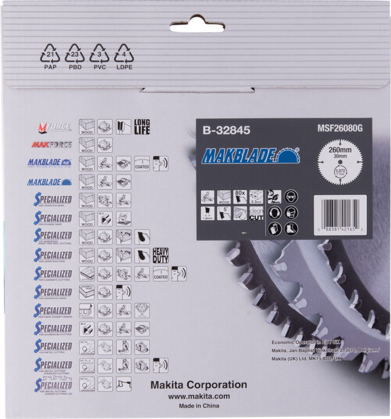 Makita Makblade Sägeb. 260x30x80Z (B-32845))