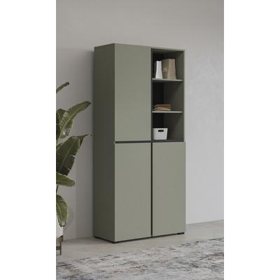 Schuhschrank OTTO HOME "Cross, Höhe 183,5cm, modernes griffloses Schuhregal mit 3 Türen", grün (salbei), B:79,5cm H:183,5cm T:40cm, Schränke, Schuhschrank, Hochschrank mit viel Stauraum, Platz für ca. 24 Paar Schuhe