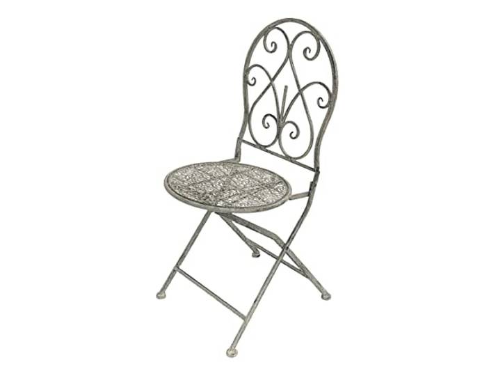 DanDiBo Gartenstuhl Metall Grau Weiß 96127 Metallstuhl Stuhl Garten Vintage Eisen Nostalgie Eisenstuhl Antik