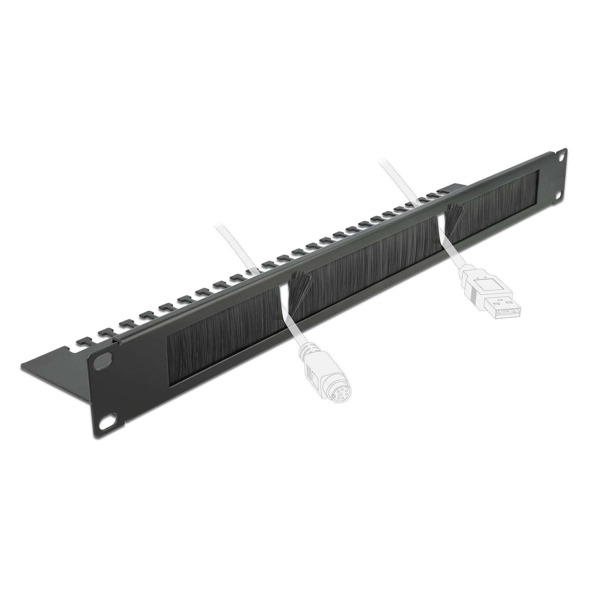 Delock Cable Management Brush Strip with Cable Support Plate (66484)