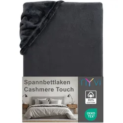 NYVI Spannbettlaken DreamScience Cashmere Touch Spannbetttuch - Kuschelweiches & Wärmendes Bettlaken für Matratzenhöhe bis zu 22 cm Farbe:anthrazit;Größe:90x200 - 100x200 cm