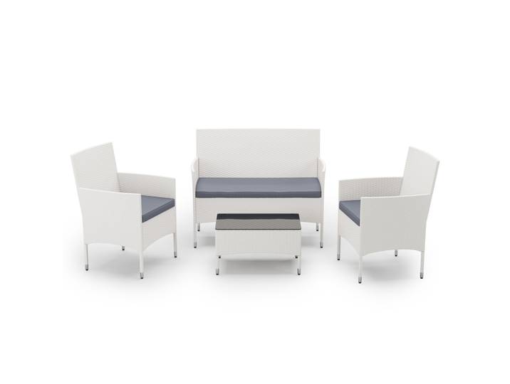 Gartenset Rattan MALIA weiss/grau