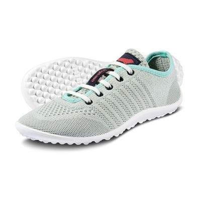 Barfußschuh LEGUANO "GO", Damen, Gr. 43, atmungsaktiv wasserdampfdurchlässig, grau (grau, mint), Textil, Schuhe Barfußschuh, mit praktischer Schnürung, Freizeitschuh, Halbschuh, Schnürschuh