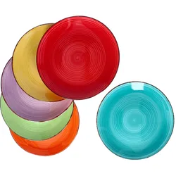 6er Set Speiseteller Uni Bunt