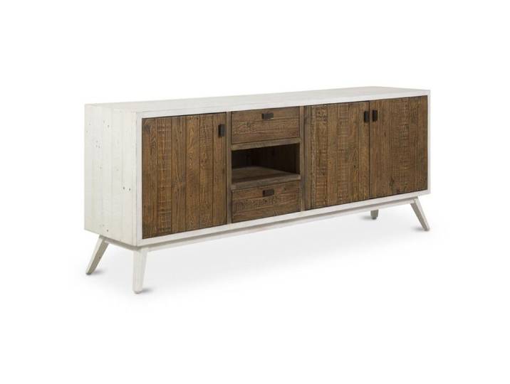 Meuble tv 2 tiroirs - Bois - Blanc - Décoration d'Autrefois