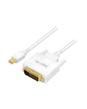 LogiLink Videokabel Mini DisplayPort M eingerastet bis DVI-D M 1.2 1.8 m Daumenschrauben 1080p-Unterstützung weiß (CV0137)