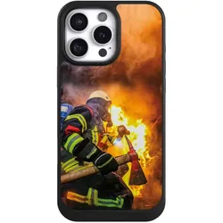 Nivocase Hülle für Apple iPhone 16 Pro Max Handyhülle NIVOcore Case Schwarz Feuer Feuerwehr Lebensretter (Apple iPhone 16 Pro Max), Smartphone Hülle, Schwarz