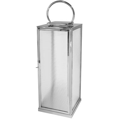 Kerzenlaterne FINK "MALAGA", silber (silberfarben), H:78cm Ø:30cm, Metall, Kerzenhalter, mit bruchsicherem Glas