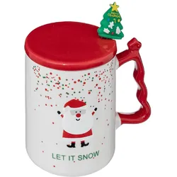 Atmosphera, Tasse, Kubek świąteczny z łyżeczką i pokrywką, 350 ml (350 ml, 1x)
