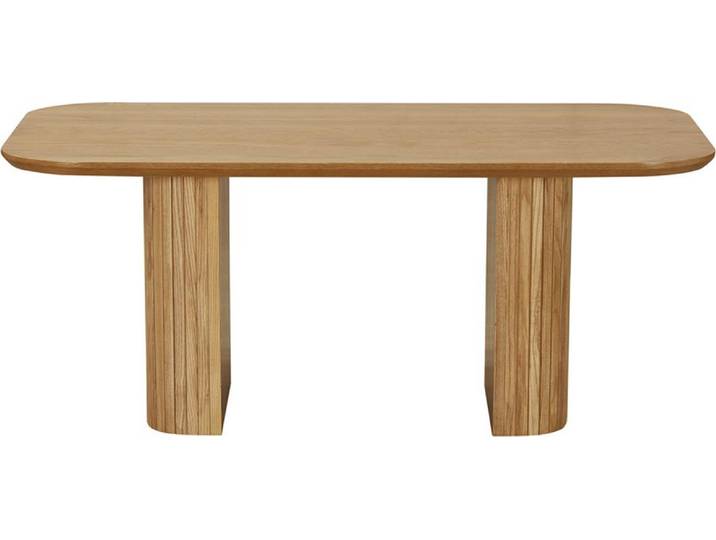 Lisa Design Milazzo - table basse - bois plaqué chêne et cannage - 120 cm \, Bois