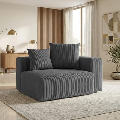 Uixe DIY Corduroy Collection Upholstered Modular Sectional Sofa Ottoman