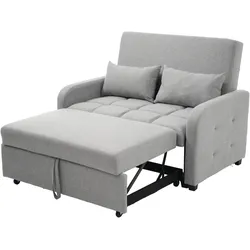 Multifunktionales Sofabett faltbar, verstellbare Rückenlehne, 2 Kissen, Platzsparend, Leinenstoff, Antikgrau, 175x110x94 cm