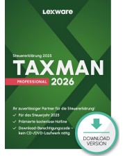 Lexware TAXMAN professional 2026 (für das Steuerjahr 2025) 1-Platz Lizenz Download Win, Deutsch (18832-2016)