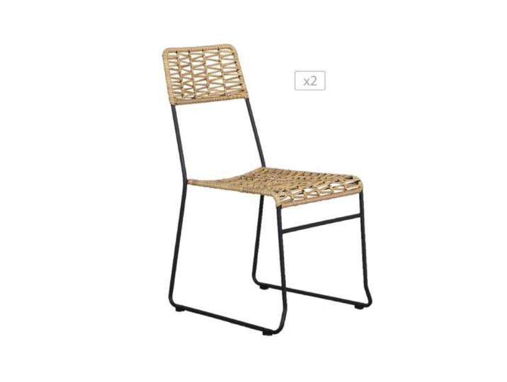 Lot de 2 chaises MASSA en résine tressée coloris naturel
