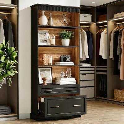CARMORICO Modern Bookcase with Shelves and 2 Drawers for Storage and Display