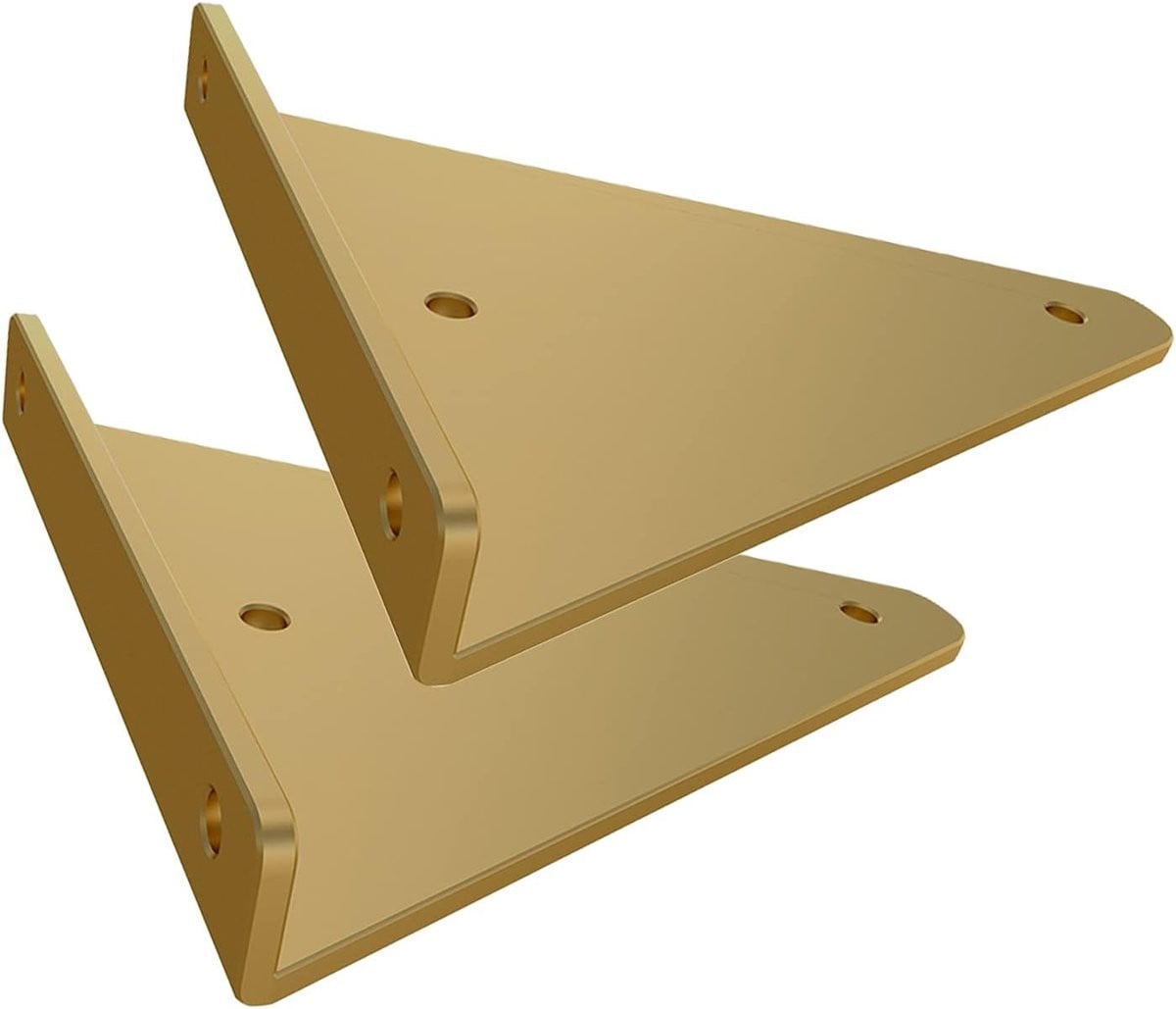 Driepoot Plankdragers Wandmontage Beugels Goud - 2 Stuks