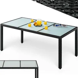 Polyrattan Gartentisch Schwarz 190x90x75cm Glas