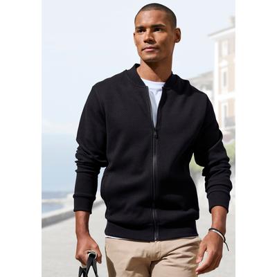 Sweatjacke JOHN DEVIN "aus Struktur-Qualität, relaxed fit", Herren, Gr. XXL (60/62), schwarz, Obermaterial: 83% Baumwolle, 16% Polyester, 1% Elasthan, unifarben, relaxed fit, Rundhals, Rippbündchen, Sweatjacken Sweatjacke, in Struktur-Qualität, mit...