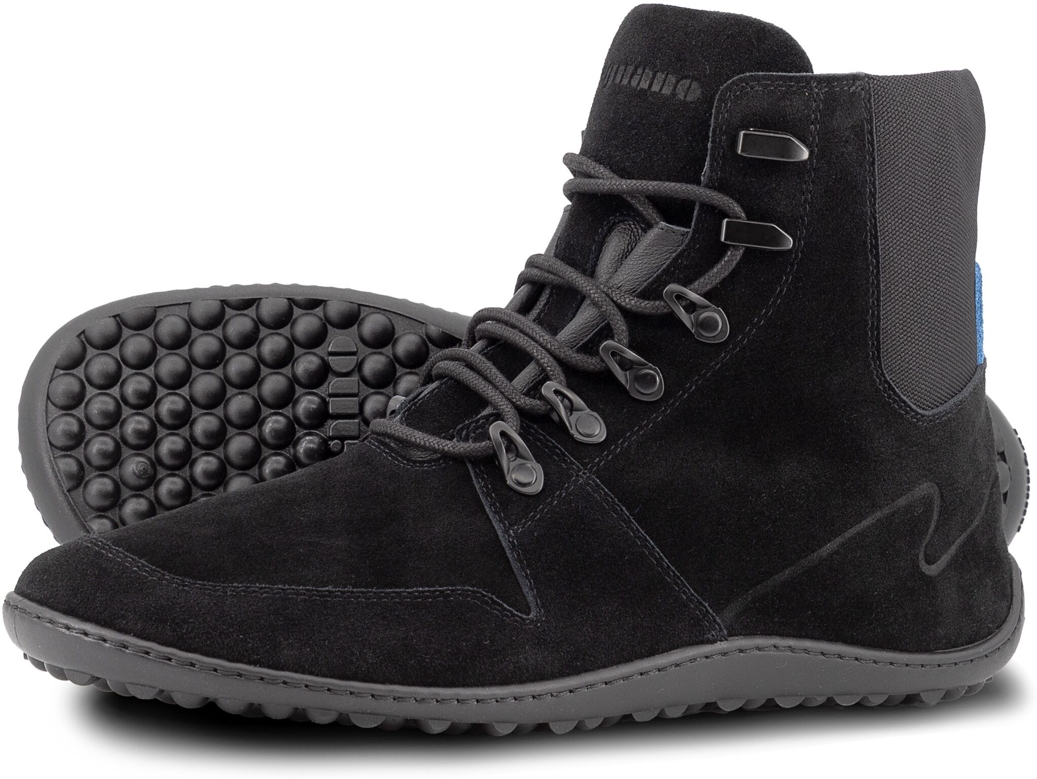 Barfußschuh LEGUANO "VELORD", Damen, Gr. 41, schwarz, Leder, Schuhe Barfußschuh, Schnürboots, Herbstschuh, Flats mit Haken im Bergsteiger-Look