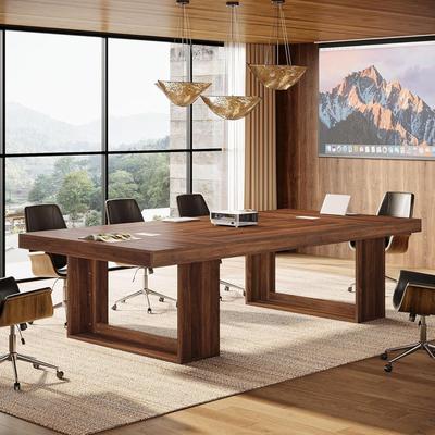 YUZHOU "8FT Conference Table for 10 People, 94.5"" W Large Meeting Table with 2 Cable Grommet"
