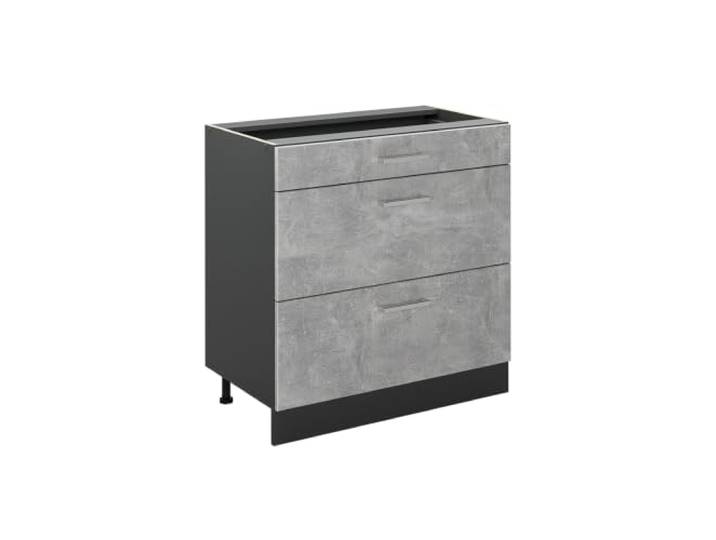 Vicco Küchenunterschrank R-Line , Beton/Anthrazit 80 cm 3 Schubladen · Ohne Arbeitsplatte · Höhenverst. Füße · Leichter Zugriff · Frei kombinierbar