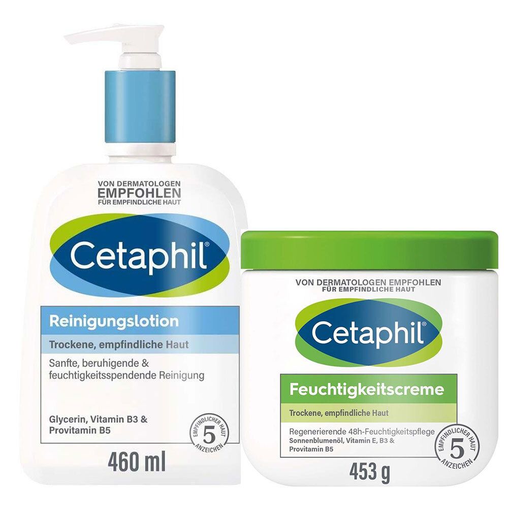 Cetaphil Feuchtigkeitscreme + Reinigungslotion 453+460 ml Set