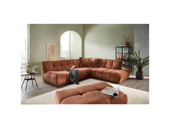 Livetastic Ecksofa, Rostfarben, Kunststoff, Uni, Ottomane rechts, L-Form, 284x250 cm, Rücken echt, Wohnzimmer, Sofas & Couches, Wohnlandschaften, Ecksofas