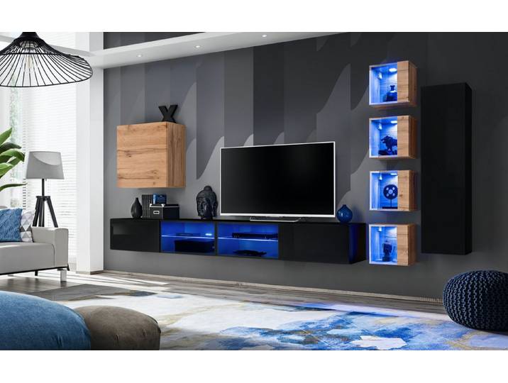 Xlmoebel Wohnwand Moderne Designer Möbel Garnitur für luxuriöse Einrichtung, (7-St), Made in Europa