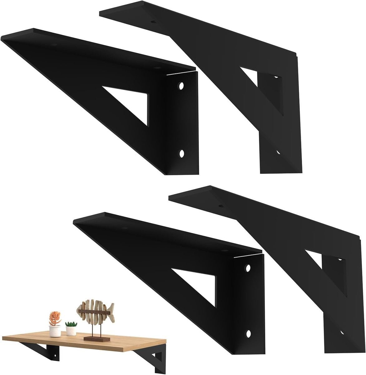 Plankdrager 4 stuks zwart 15 cm 90 graden driehoekig ontwerp