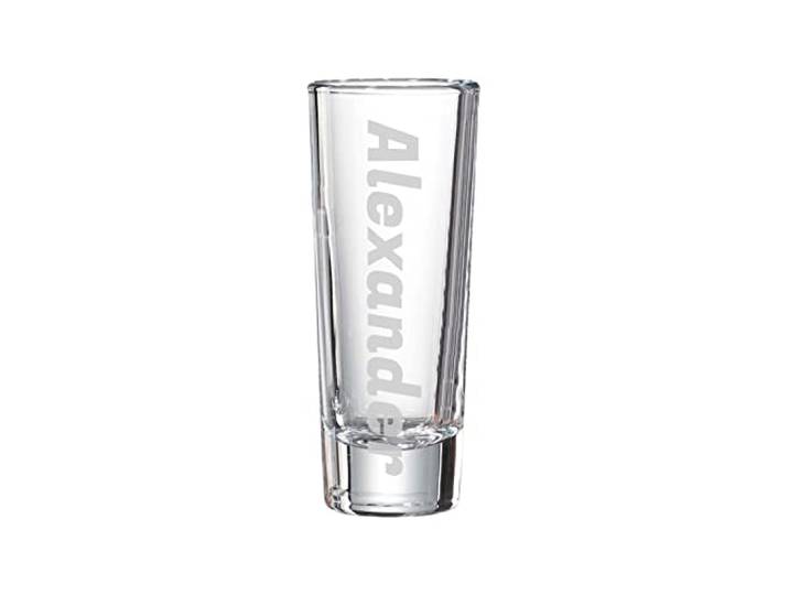 LUXENTU Schnapsgläser SKOL mit Gravur, Name vertikal, 6,5 cl, 60 Stück Personalisierte Stamper, individuelle Namensgravur, Geschenk zur Hochzeit oder Geburtstag, Spülmaschinenfest