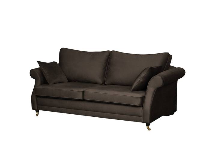 Sofa Killara 3-Sitzer Braun/Dunkelbraun Samt 230 x 70 x 95cm Glamour