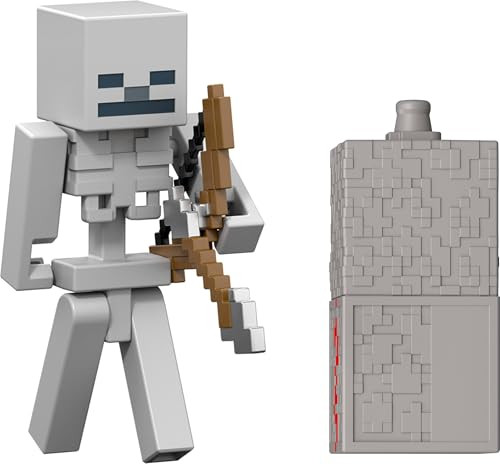 Mattel Minecraft Skeleton actiefiguur met accessoire, grijs