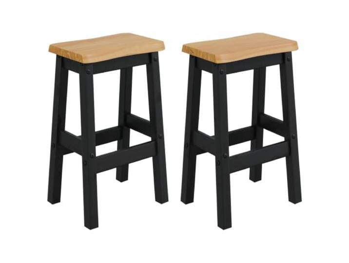 HGPOTUY Hoher Barhocker EKAI 2 STK. Schwarz 40 x 29 x 63 cm Massivholz Kiefer, Live-Edge-Oberfläche, hohe Rückenlehne, Fußstütze, lackierte Oberfläche, Industrie-Design
