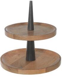 IH Casa Decor Mango Wood 2 Tier Round Cake Stand Natural & Black