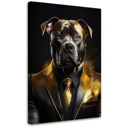 WANDBILD hundetiere im anzug