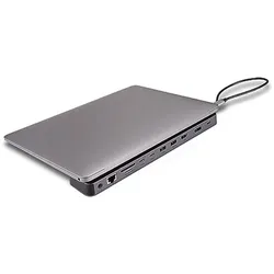 Lindy DST-Mini XT 810, USB C Laptop Mini Dockingstation mit 8K-Unterstützung für ein Display, 4K60 bei 2 D (USB-C, 7 Ports), Dockingstation + USB Hub, Grau