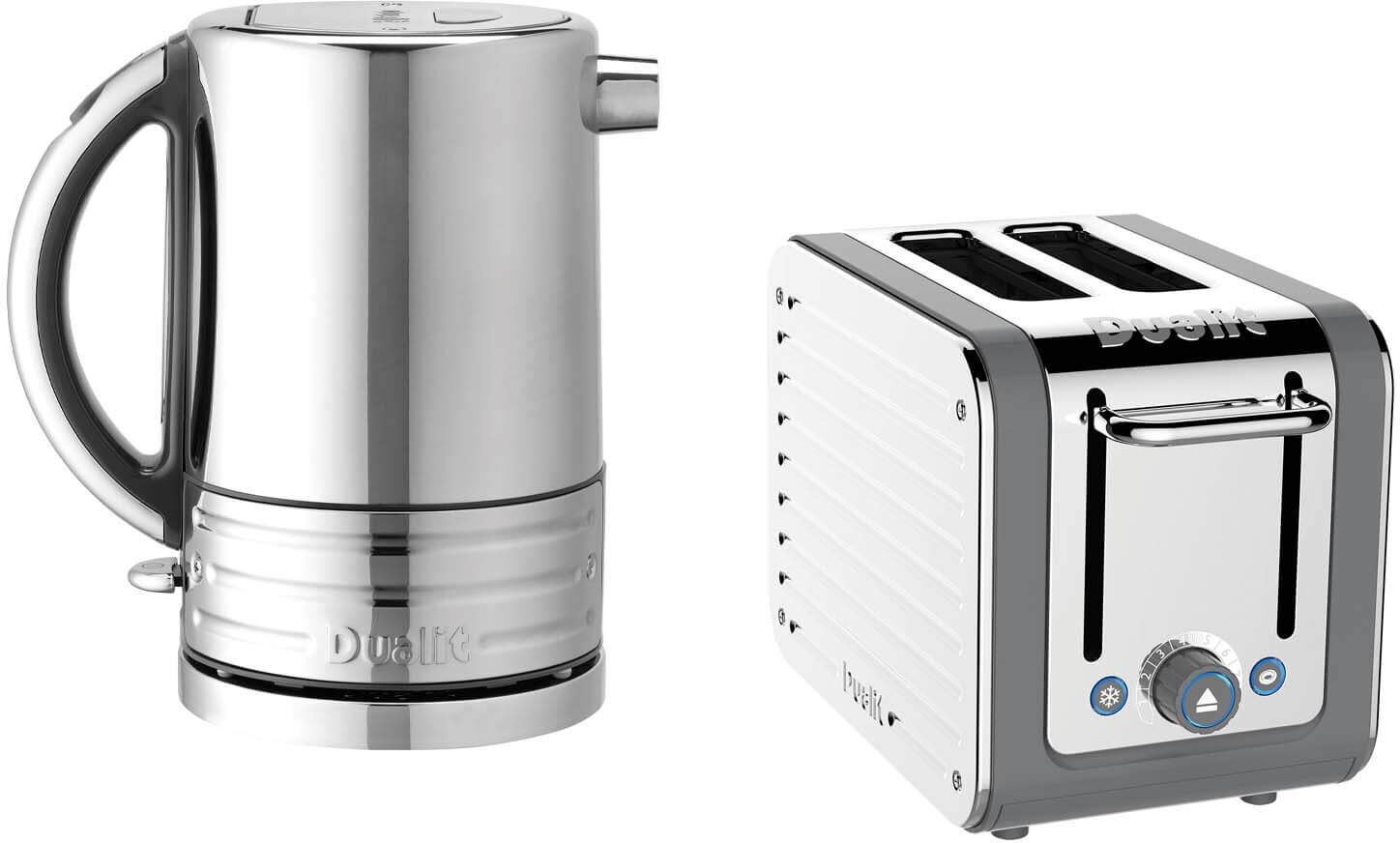 Dualit Architect 1.5 Litre Jug Kettle & 2-Slice Toaster Set - Grey & Stainless Steel