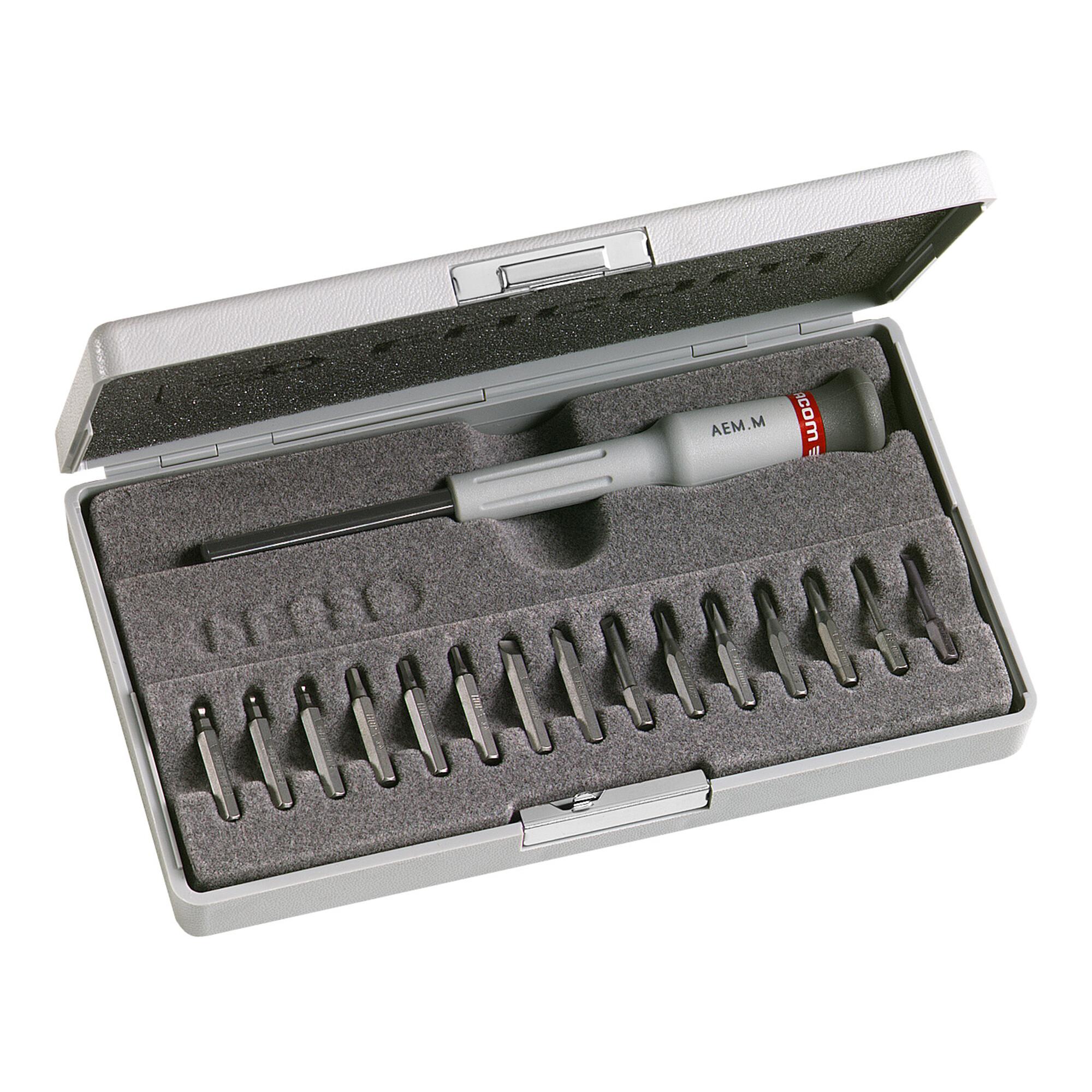 Facom Sortiment MICRO-TECH® - Bits Serie 0, Bithalter Kunststoffkasten, 16-tlg. (AEM.J1)