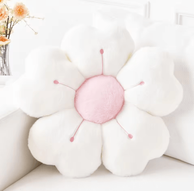 Inspire Picks Daisy Flower Plush Pillow Soft Cute Decorative Cushion For Bed & Sofa white