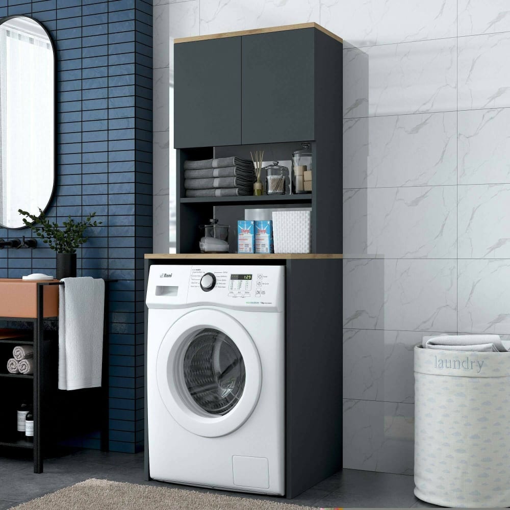 Dmora Armoire multi-usage 2 portes bois noyer marron Marron 65x184x60cm