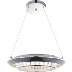 Charmante 30W LED Pendel Hänge Lampe Chrom Glas Fernbedienung EEk Globo 15680