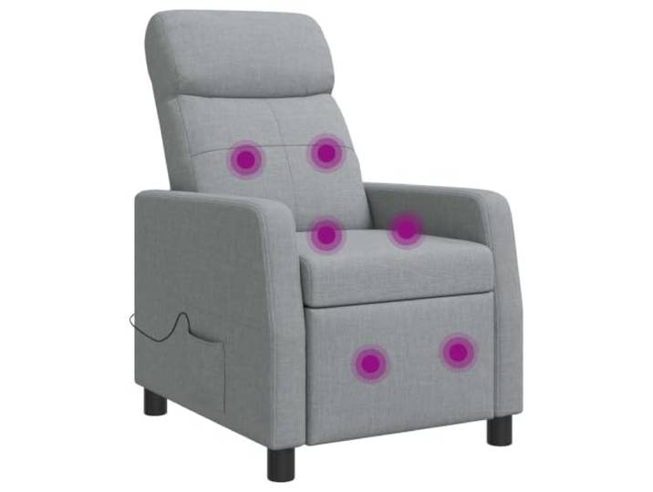 IBUQDDV Massage Relaxsessel Hellgrau Stoff 100% Polyester mit Verstellbarer Metall und Holzwerkstoff Rahmen, 115-160 Grad Neigung, abnehmbarer Bezug, flache Armlehnen, modernes Design