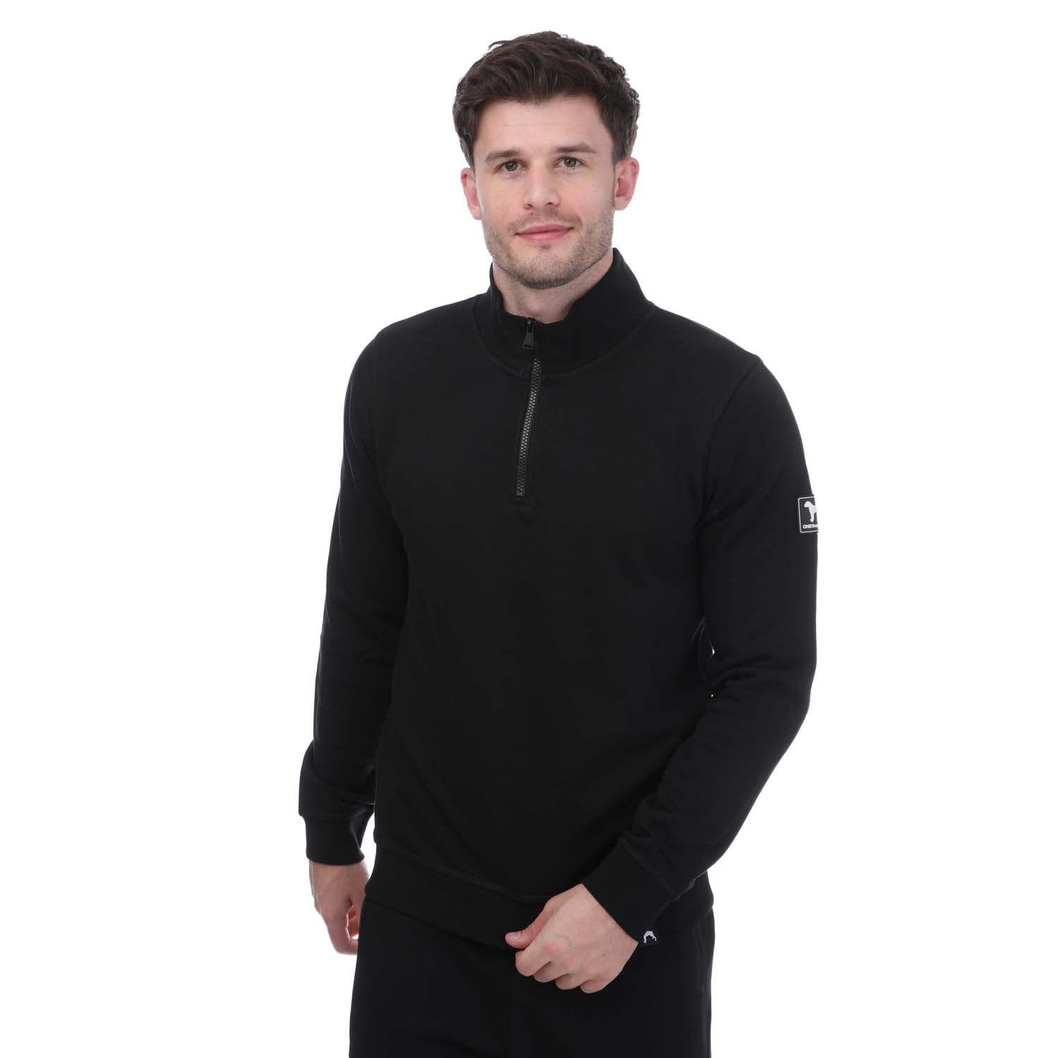 Herren One True Saxon Dixon 1/4 Zip Fleece in Schwarz