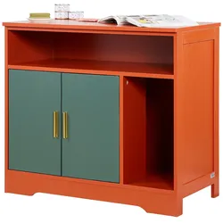 VEVOR Katzenschrank 792x430x710 mm, Katzenklo Schrank mit Regal & Stauraum, Katzenhaus aus Holz im modernen Stil für den Innenbereich, passend für die meisten Katzentoiletten, Rot & Grün