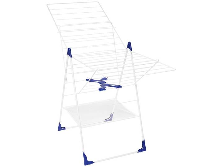Leifheit Standtrockner Classic 250 Flex, Blau, Weiß, Metall, Kunststoff, 61x94x151 cm, klappbar, platzsparend, Haushalt & Reinigung, Wäschepflege, Wäscheständer