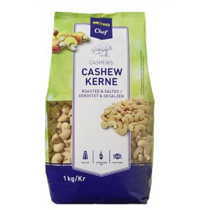 METRO-Chef Cashewkerne ganze Nüsse, geröstet und gesalzen, im Beutel, 1 kg